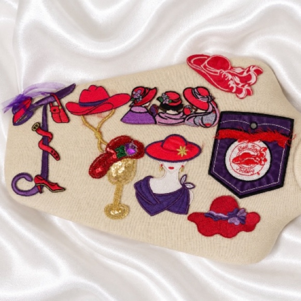 RED HAT SOCIETY “9” Novelty Hat & Accessories Embroidered Patch Set
